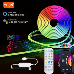 Tuya Smart Life Wifi LED Neon Light Strip 5V LED Strip RGB Neon Sign Tape Work with Alexa for TV Home Neon Decor Lighting