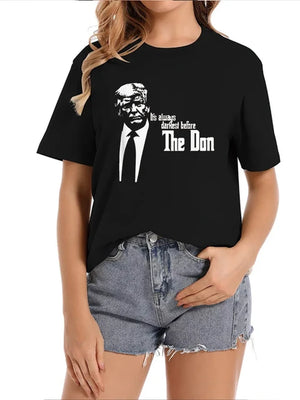 Donald Trump He Don Funny Political 2024 T-Shirt Graphic Letter Print T-Shirt Women Graphic Tees Ladies T Shirts Tops Tee Top