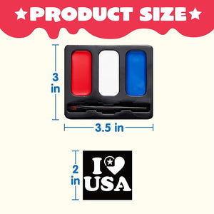 3 Colors July 4Th Patriotic Face Paint Kit with Drawing Stencils Sticker and Brush for Kids, Red White Blue Face Paint for Independence Day, Memorial Day, 4Th of July Parties, Veterans Day